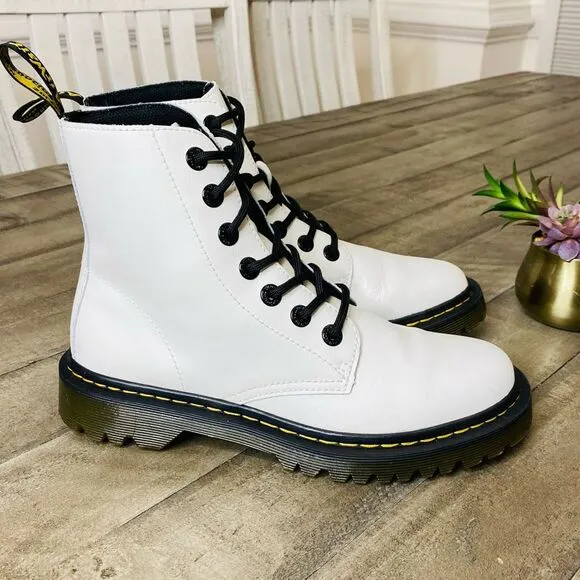 Dr. Martens White Luana Leather Combat Boot Women’s Size 7