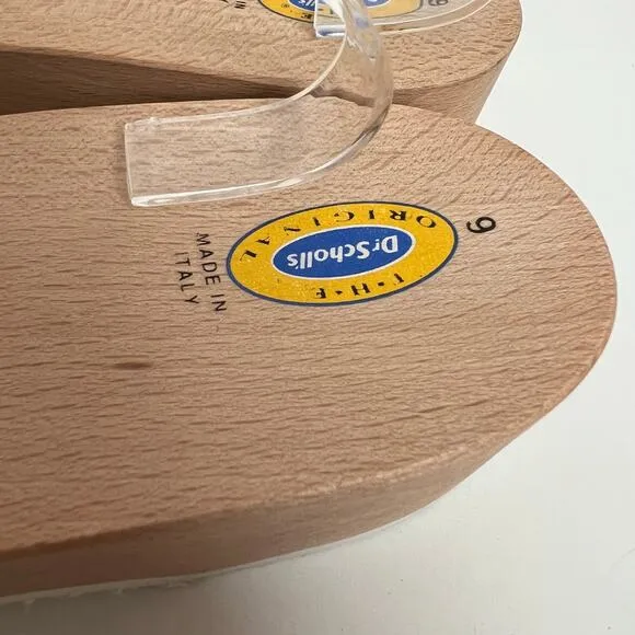 Dr Scholl’s Original Black Leather Wooden Clog Slide On Sandals Size 9