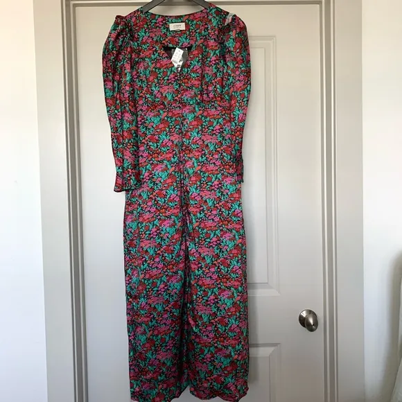 Drapey puff-sleeve dress in Ratti® Red blooms