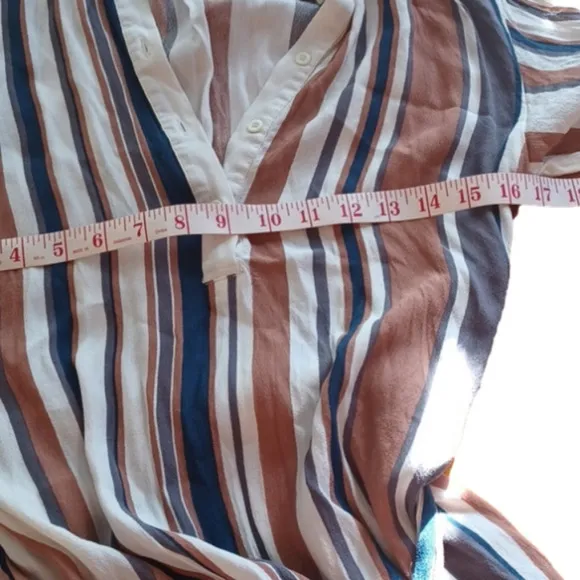 DRESS Forum Los Angeles  striped belted midi length shirt dress. Size small.