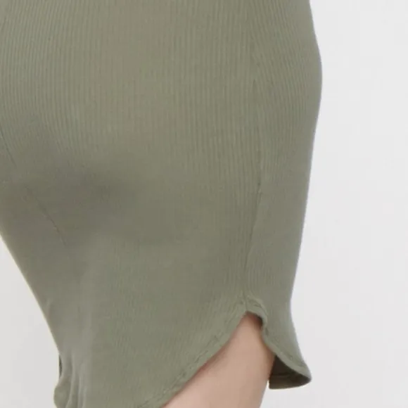 DRESS MINI SAGE RIBBED MINI DRESS