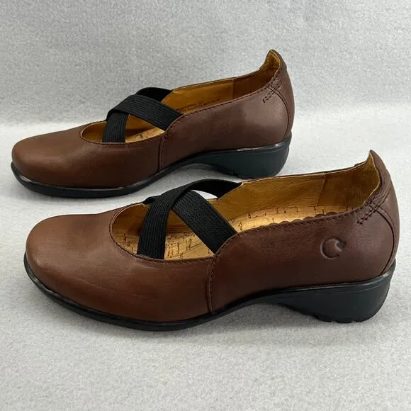 Dromedaris Tracy 2 Leather Mary Jane Low Block Heel Shoe-Brown-Women Size 37-NEW