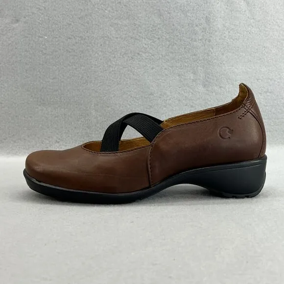 Dromedaris Tracy 2 Leather Mary Jane Low Block Heel Shoe-Brown-Women Size 37-NEW