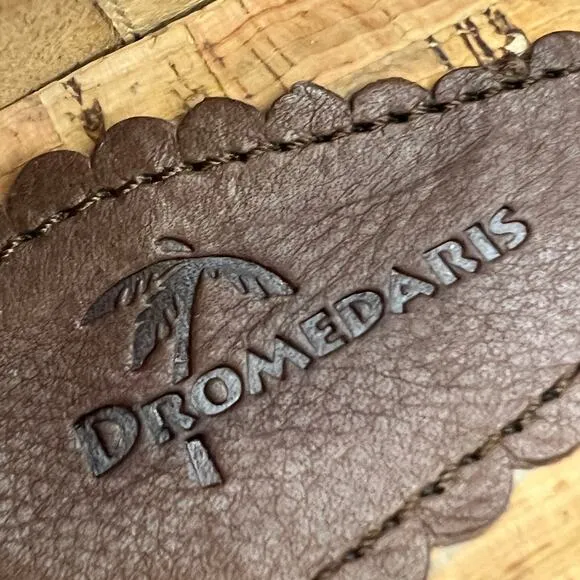 Dromedaris Tracy 2 Leather Mary Jane Low Block Heel Shoe-Brown-Women Size 37-NEW
