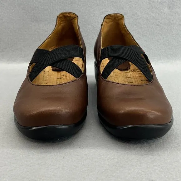 Dromedaris Tracy 2 Leather Mary Jane Low Block Heel Shoe-Brown-Women Size 37-NEW