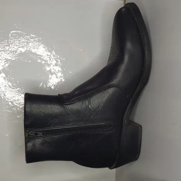 Durango Black Leather Men's Boots size 9 Side Zip Black Western Dress Boots