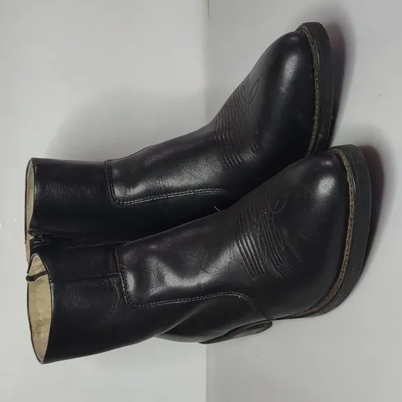 Durango Black Leather Men's Boots size 9 Side Zip Black Western Dress Boots