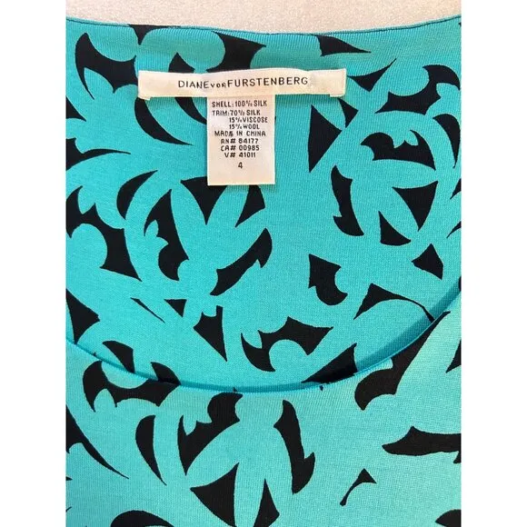 DVF Diane Von Furstenberg LAETITIA Silk Jersey Tunic Dress Seville Aqua 4