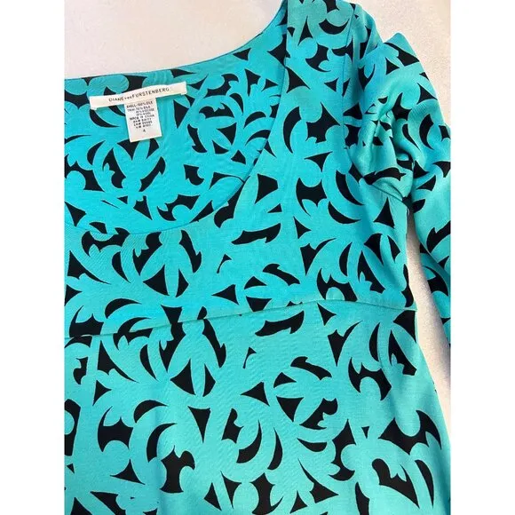 DVF Diane Von Furstenberg LAETITIA Silk Jersey Tunic Dress Seville Aqua 4