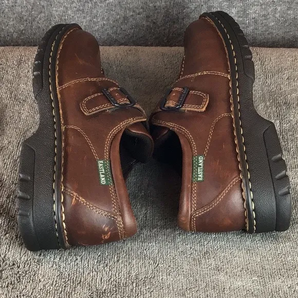 Eastland Syracuse Brown Leather Buckle Accent Shoes Sz 8W