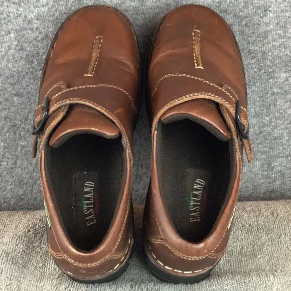 Eastland Syracuse Brown Leather Buckle Accent Shoes Sz 8W