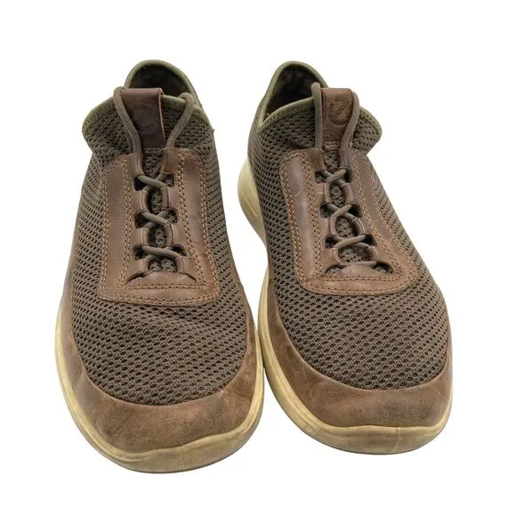 ECCO Soft 7 Runner Mens 7 Leather Running Shoes Brown Athletic Sneaker Comfort