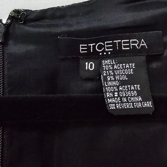 Ecetera Black Metallic Multi Jacquard Print 60's Style Babydoll Bow Fitted Dress