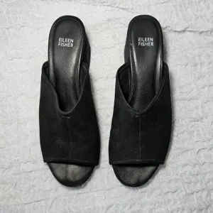Eileen Fisher Sandals Womens 10 Fala Black Slip On Open Toe Minimalist Leather