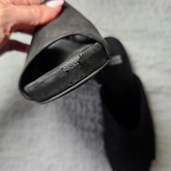 Eileen Fisher Sandals Womens 10 Fala Black Slip On Open Toe Minimalist Leather