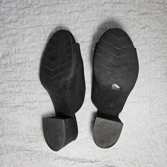 Eileen Fisher Sandals Womens 10 Fala Black Slip On Open Toe Minimalist Leather