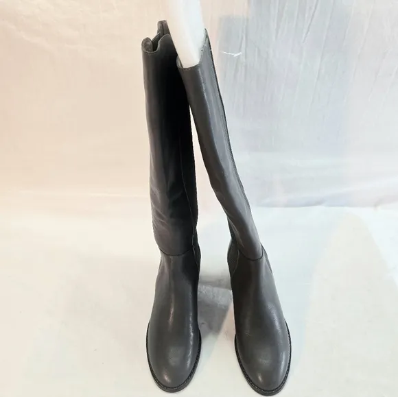 EILEEN FISHER Women's 5.5 Destry Gray Leather Recycled Stretch Knit Boot New