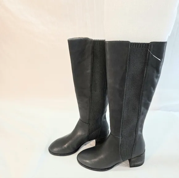 EILEEN FISHER Women's 5.5 Destry Gray Leather Recycled Stretch Knit Boot New