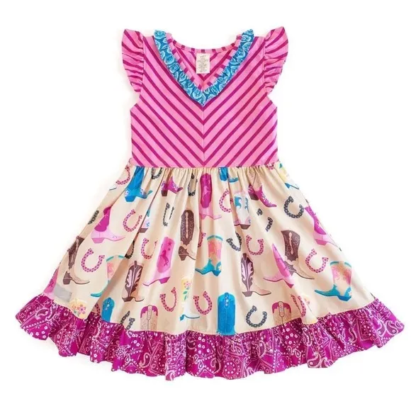 Eleanor Rose Boots and Stripes Harper Dress. Size 8