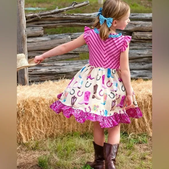 Eleanor Rose Boots and Stripes Harper Dress. Size 8