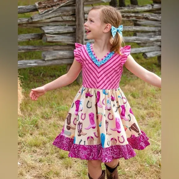 Eleanor Rose Boots and Stripes Harper Dress. Size 8