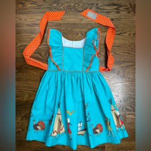 Eleanor Rose Girls Turquoise Thanksgiving Parade Tessa Dress Size 5-6