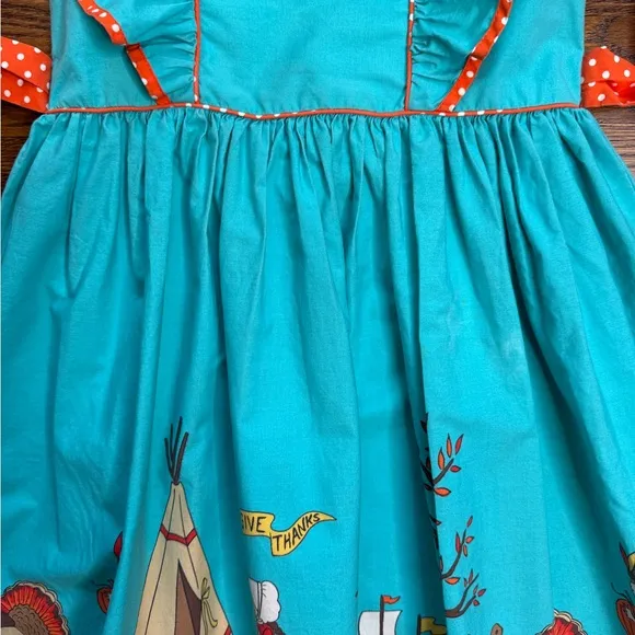 Eleanor Rose Girls Turquoise Thanksgiving Parade Tessa Dress Size 5-6