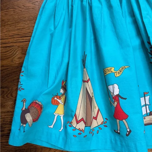 Eleanor Rose Girls Turquoise Thanksgiving Parade Tessa Dress Size 5-6