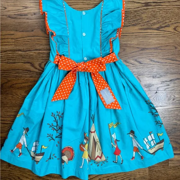 Eleanor Rose Girls Turquoise Thanksgiving Parade Tessa Dress Size 5-6