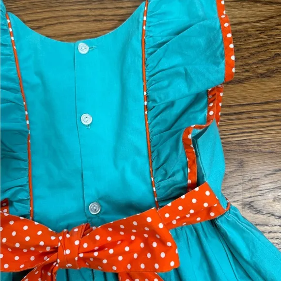 Eleanor Rose Girls Turquoise Thanksgiving Parade Tessa Dress Size 5-6