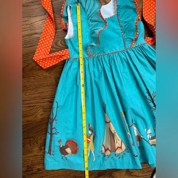 Eleanor Rose Girls Turquoise Thanksgiving Parade Tessa Dress Size 5-6