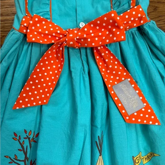 Eleanor Rose Girls Turquoise Thanksgiving Parade Tessa Dress Size 5-6
