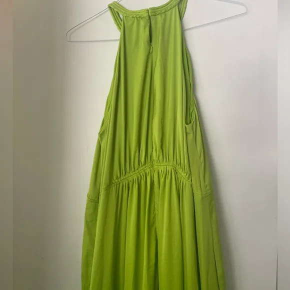 Elie Tahari 🔥 Halter Dress Tiered Maxi  Lime Green Pockets NWT