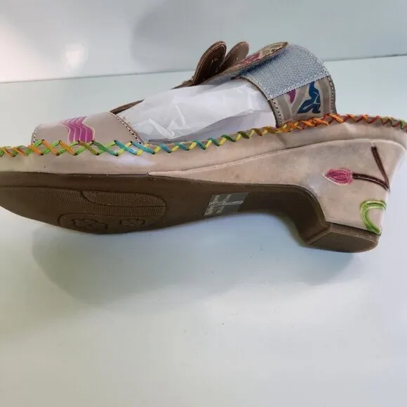 Elite By Corkys NIB Pacific Gray Leather Slip On Mules Sandals Size 11