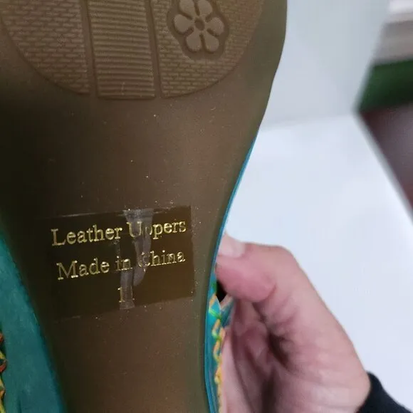 Elite By Corkys NIB Pacific Turquoise Leather Slip On Mules Sandals Size 11