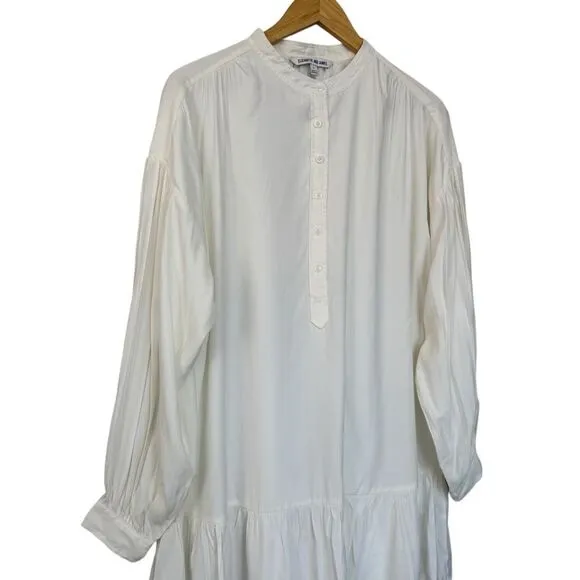 Elizabeth &amp; James - Ivory White Quarter Button Down Shirt Dress Sz Large