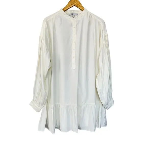 Elizabeth &amp; James - Ivory White Quarter Button Down Shirt Dress Sz Large