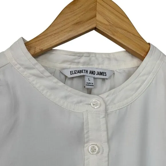 Elizabeth &amp; James - Ivory White Quarter Button Down Shirt Dress Sz Large