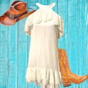 Ella Moss Nikki Cold Shoulder Lace Dress Natural NWT