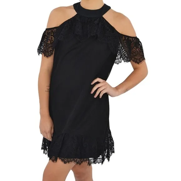 Ella Moss Nikki Cold Shoulder Lace Dress Natural NWT