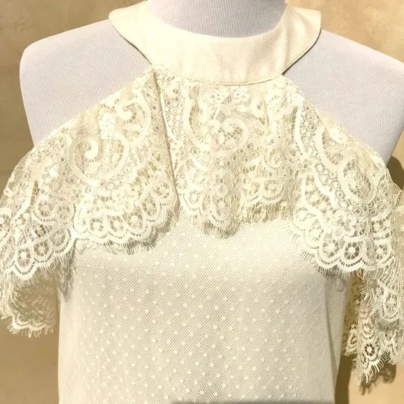 Ella Moss Nikki Cold Shoulder Lace Dress Natural NWT