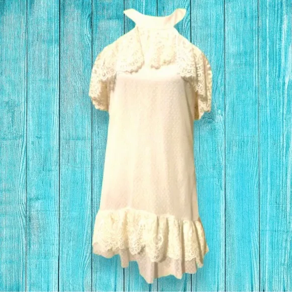 Ella Moss Nikki Cold Shoulder Lace Dress Natural NWT