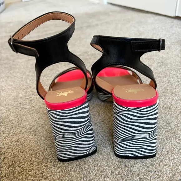 Embassy London - Women’s Long Beach Optical Zebra &amp; Black &amp; Pink Heels - Sz 37