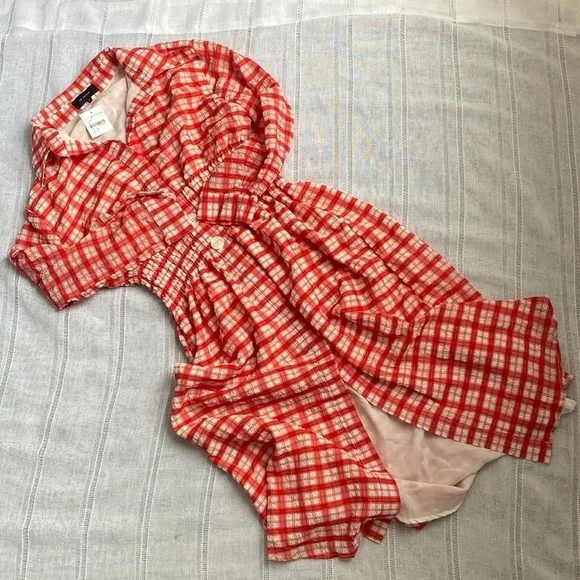 En Saison NWT red and white checkered midi dress.