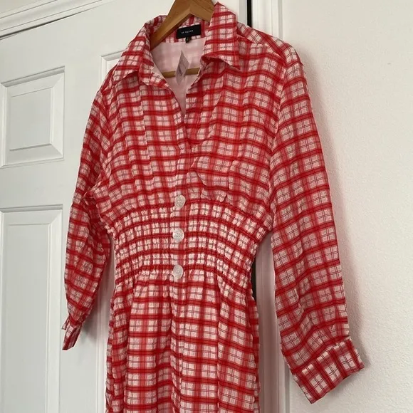 En Saison NWT red and white checkered midi dress.