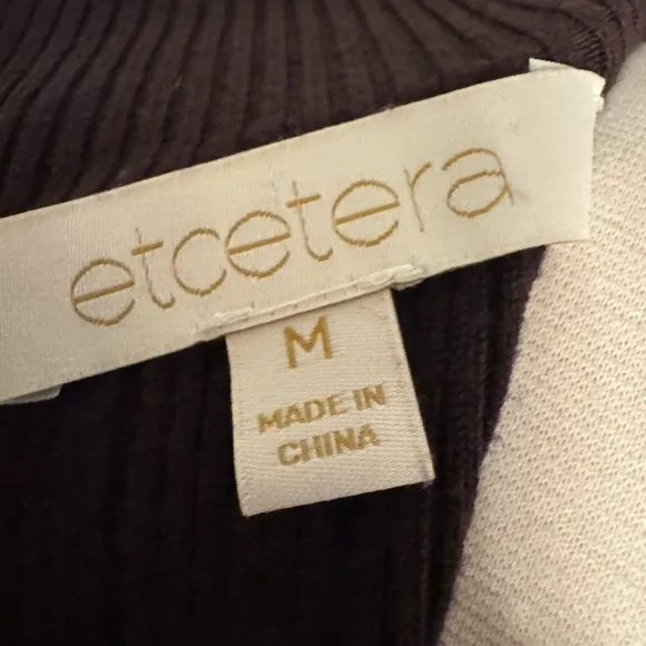 Etcetera Brown Knit Long Sleeve Mock Neck Dress, Medium