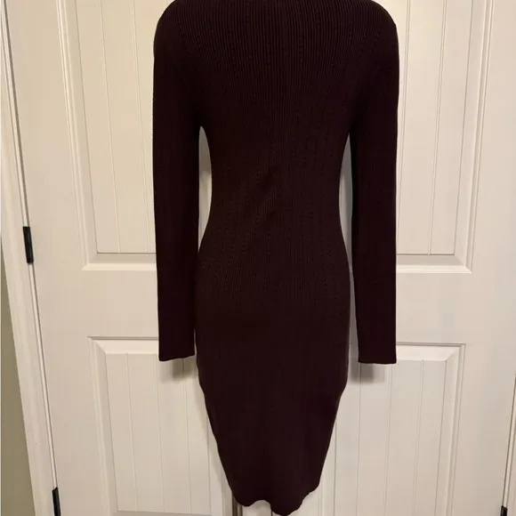 Etcetera Brown Knit Long Sleeve Mock Neck Dress, Medium