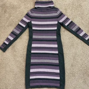 𝅺Etcetera Women’s Purple Grey Knit Turtleneck Knee Length Sweater Dress sz S