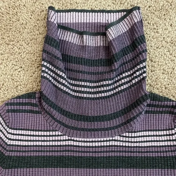 𝅺Etcetera Women’s Purple Grey Knit Turtleneck Knee Length Sweater Dress sz S