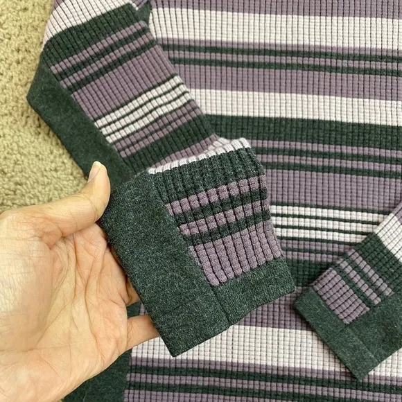 𝅺Etcetera Women’s Purple Grey Knit Turtleneck Knee Length Sweater Dress sz S